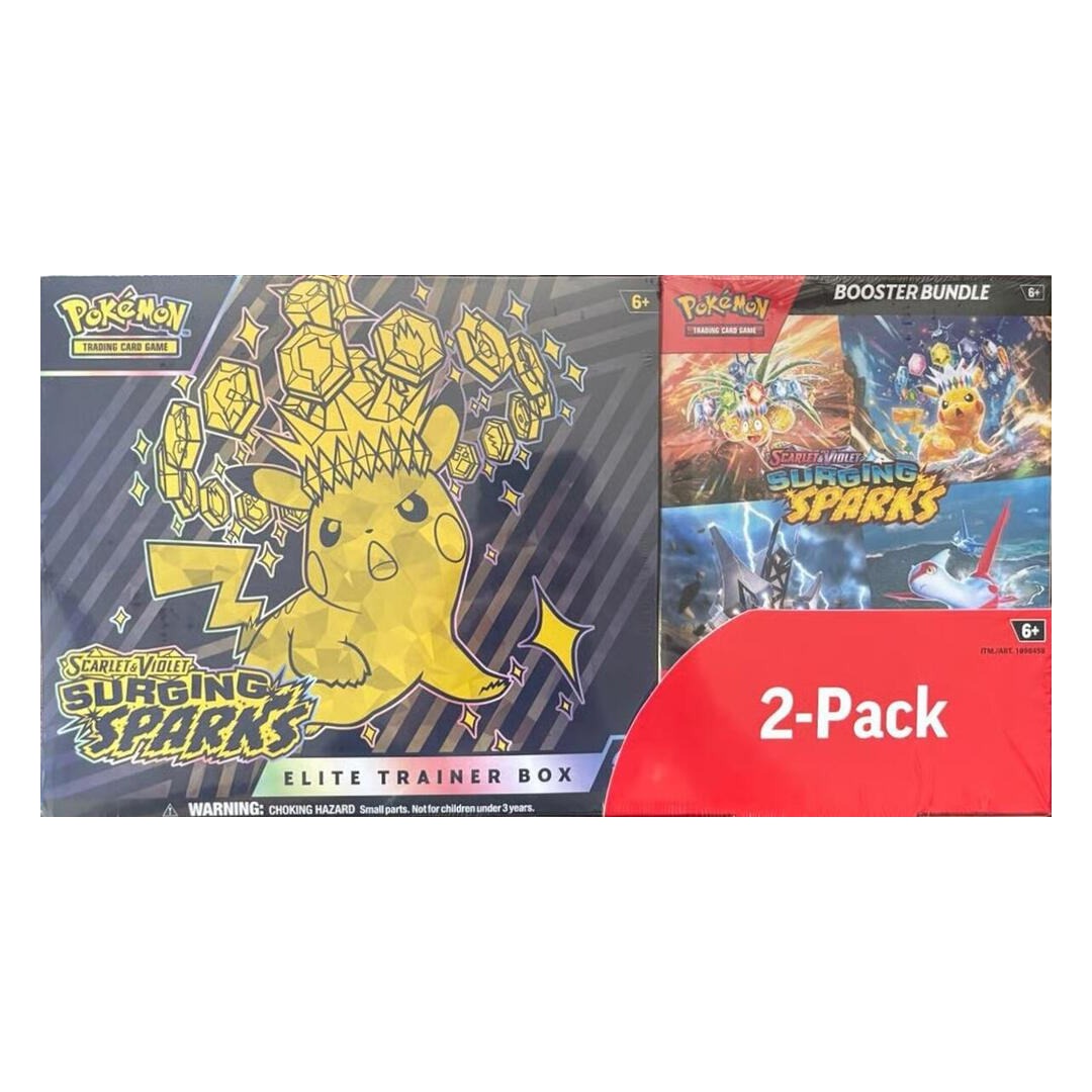 Pokemon TCG: Costco Surging Sparks 2-Pack Elite Trainer Box and Booster Bundle