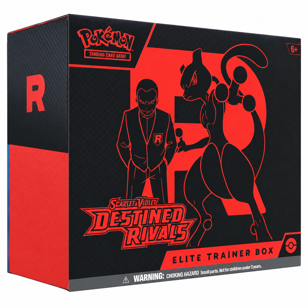 Pokemon TCG Destined Rivals standard Elite Trainer Box — Giovanni and Mewtwo packaging