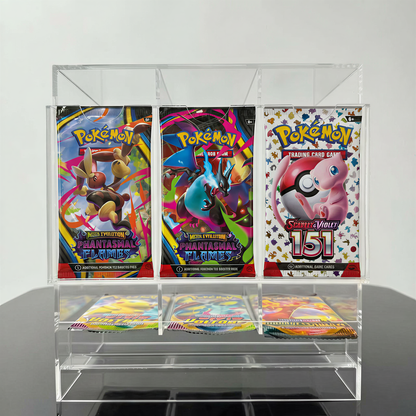 3 Slot Acrylic Booster Pack Display Dispenser