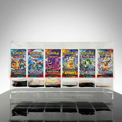 6 Slot Acrylic Booster Pack Display Dispenser - Stackable