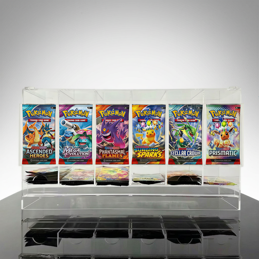 6 Slot Acrylic Booster Pack Display Dispenser - Stackable
