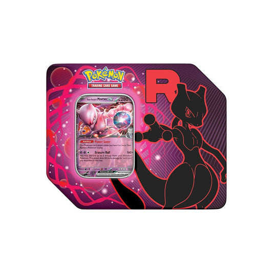 Pokemon TCG Team Rocket Tin Mewtwo design
